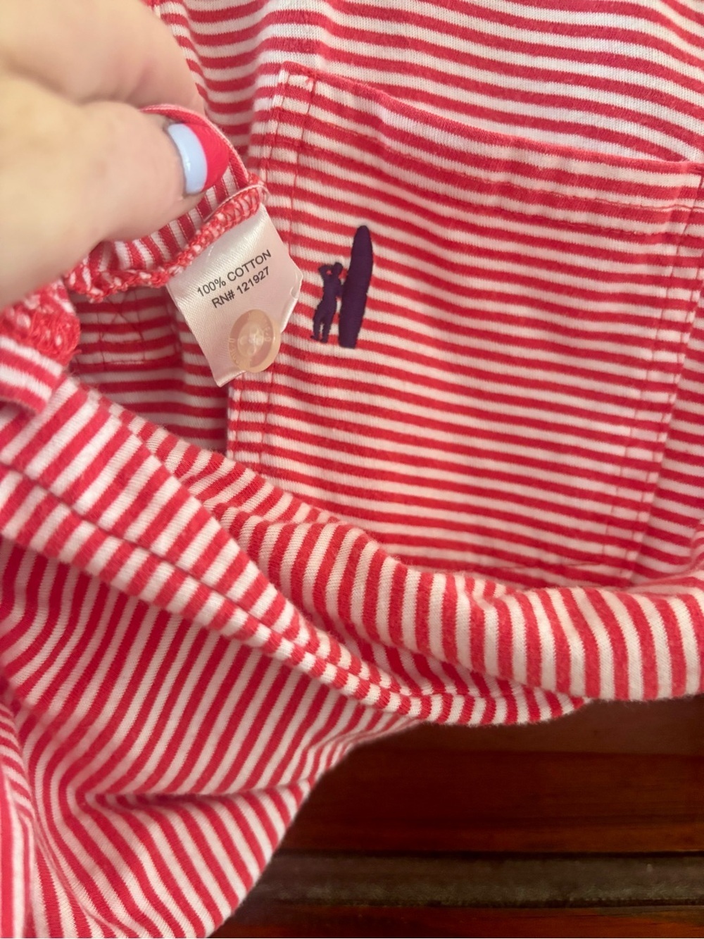 Johnnie-O Youth Watermelon/Wht Striped Polo "Original Jr." line Size 12 - Picture 7 of 8